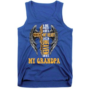 A Big Piece Of My Heart Lives In Heaven And He Is My Grandpa Funny Gift Tank Top