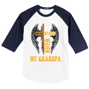 A Big Piece Of My Heart Lives In Heaven And He Is My Grandpa Funny Gift Baseball Sleeve Shirt