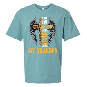 A Big Piece Of My Heart Lives In Heaven And He Is My Grandpa Funny Gift Sueded Cloud Jersey T-Shirt