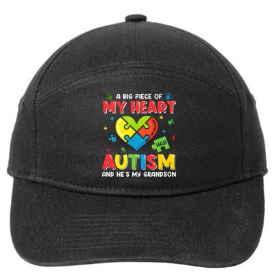 A Big Piece Of My Heart Has Autism And He's My Grandson Gift 7-Panel Snapback Hat