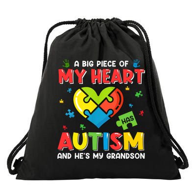 A Big Piece Of My Heart Has Autism And He's My Grandson Gift Drawstring Bag