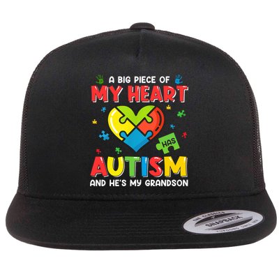 A Big Piece Of My Heart Has Autism And He's My Grandson Gift Flatbill Hat