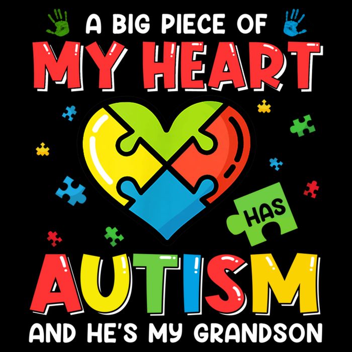 A Big Piece Of My Heart Has Autism And He's My Grandson Gift Cooling Performance Long Sleeve Crew