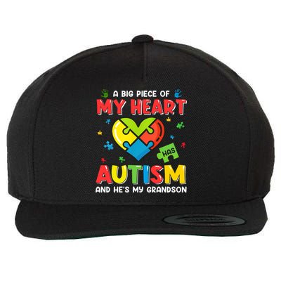 A Big Piece Of My Heart Has Autism And He's My Grandson Gift Wool Snapback Cap