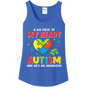 A Big Piece Of My Heart Has Autism And He's My Grandson Gift Ladies Essential Tank