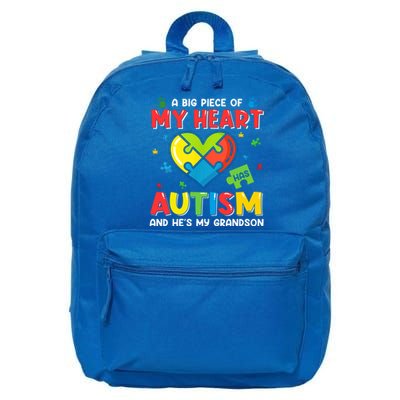 A Big Piece Of My Heart Has Autism And He's My Grandson Gift 16 in Basic Backpack