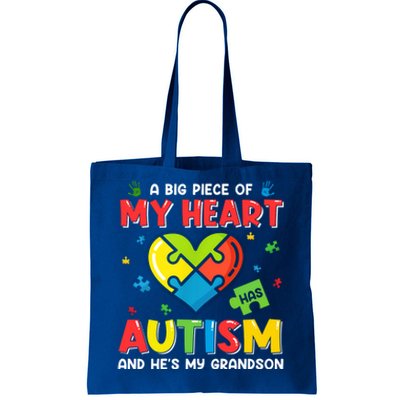 A Big Piece Of My Heart Has Autism And He's My Grandson Gift Tote Bag