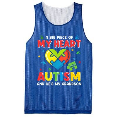A Big Piece Of My Heart Has Autism And He's My Grandson Gift Mesh Reversible Basketball Jersey Tank