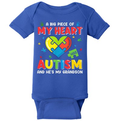 A Big Piece Of My Heart Has Autism And He's My Grandson Gift Baby Bodysuit