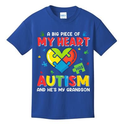 A Big Piece Of My Heart Has Autism And He's My Grandson Gift Kids T-Shirt