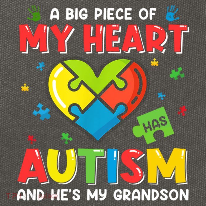 A Big Piece Of My Heart Has Autism And He's My Grandson Gift Cotton Canvas Backpack