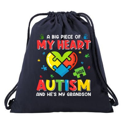 A Big Piece Of My Heart Has Autism And He's My Grandson Gift Drawstring Bag