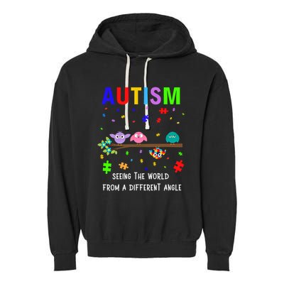 Autism Bird Puzzle Seeing The World From A Different Angle Gift Garment-Dyed Fleece Hoodie