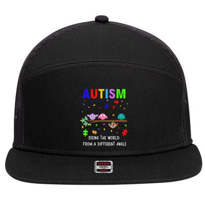 Autism Bird Puzzle Seeing The World From A Different Angle Gift 7 Panel Mesh Trucker Snapback Hat