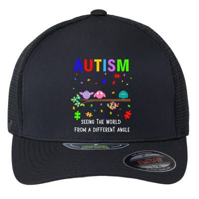 Autism Bird Puzzle Seeing The World From A Different Angle Gift Flexfit Unipanel Trucker Cap
