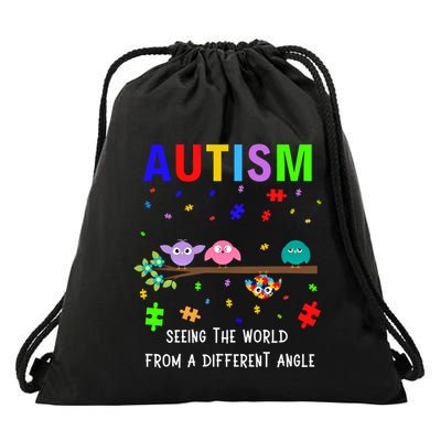 Autism Bird Puzzle Seeing The World From A Different Angle Gift Drawstring Bag