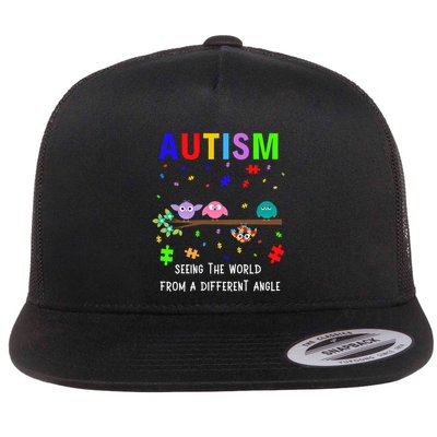 Autism Bird Puzzle Seeing The World From A Different Angle Gift Flatbill Hat