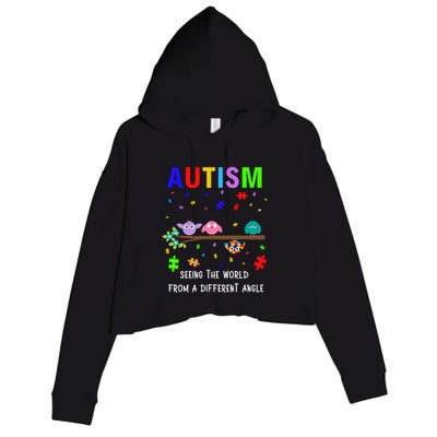 Autism Bird Puzzle Seeing The World From A Different Angle Gift Crop Fleece Hoodie