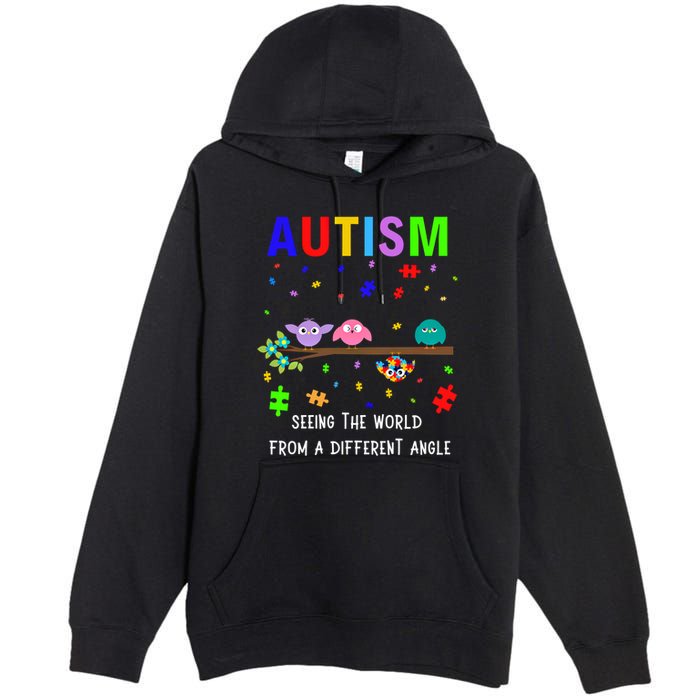 Autism Bird Puzzle Seeing The World From A Different Angle Gift Premium Pullover Hoodie