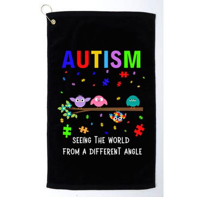 Autism Bird Puzzle Seeing The World From A Different Angle Gift Golf Towel