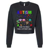 Autism Bird Puzzle Seeing The World From A Different Angle Gift Cropped Pullover Crew