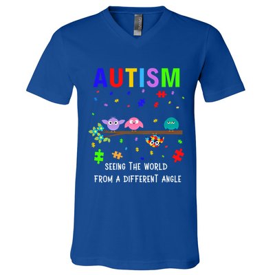 Autism Bird Puzzle Seeing The World From A Different Angle Gift V-Neck T-Shirt