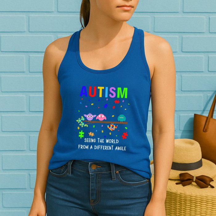 Autism Bird Puzzle Seeing The World From A Different Angle Gift Womens Tank Top