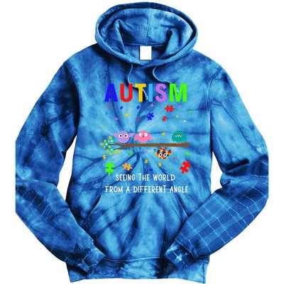 Autism Bird Puzzle Seeing The World From A Different Angle Gift Tie Dye Hoodie