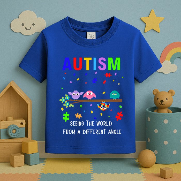 Autism Bird Puzzle Seeing The World From A Different Angle Gift Toddler T-Shirt