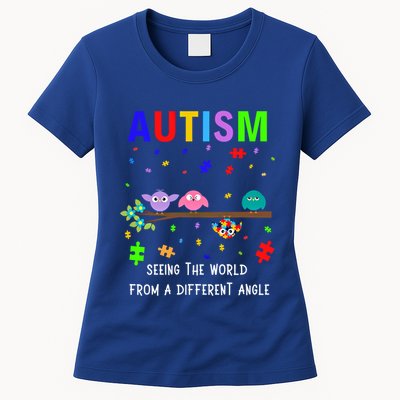 Autism Bird Puzzle Seeing The World From A Different Angle Gift Womens T-Shirt