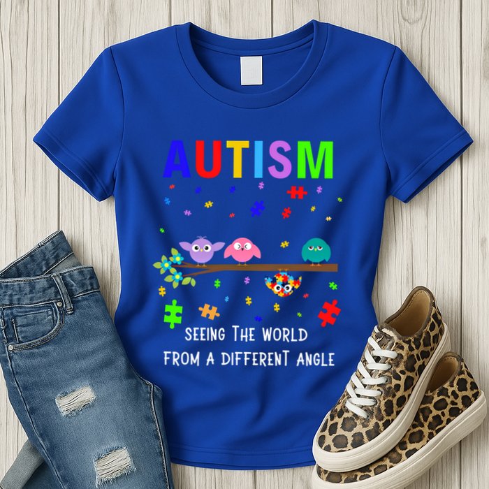 Autism Bird Puzzle Seeing The World From A Different Angle Gift Womens T-Shirt