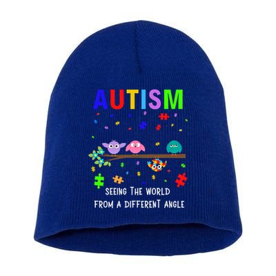 Autism Bird Puzzle Seeing The World From A Different Angle Gift Short Acrylic Beanie