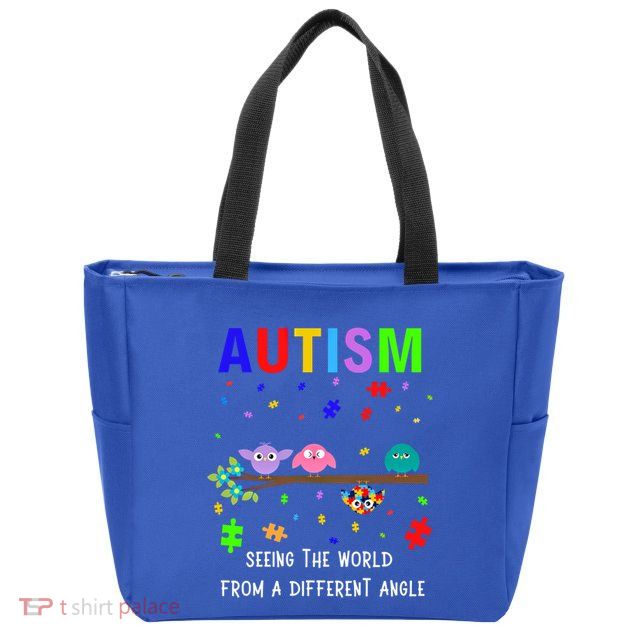 Autism Bird Puzzle Seeing The World From A Different Angle Gift Zip Tote Bag