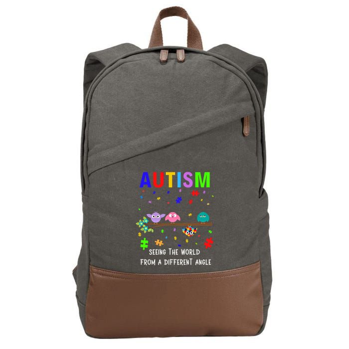 Autism Bird Puzzle Seeing The World From A Different Angle Gift Cotton Canvas Backpack