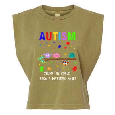Autism Bird Puzzle Seeing The World From A Different Angle Gift Garment-Dyed Women's Muscle Tee