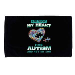 A Big Piece Of My Heart Has Autism And He's My Son Gift Microfiber Hand Towel