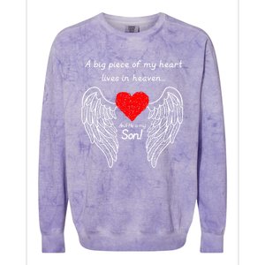 A Big Piece Of My Heart Is In Heaven And He Is My Son Great Gift Colorblast Crewneck Sweatshirt