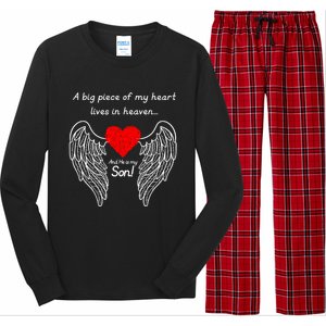 A Big Piece Of My Heart Is In Heaven And He Is My Son Great Gift Long Sleeve Pajama Set