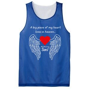 A Big Piece Of My Heart Is In Heaven And He Is My Son Great Gift Mesh Reversible Basketball Jersey Tank