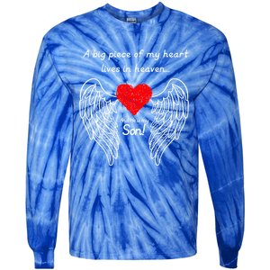 A Big Piece Of My Heart Is In Heaven And He Is My Son Great Gift Tie-Dye Long Sleeve Shirt