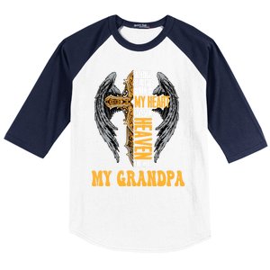 A Big Piece Of My Heart Lives In Heaven And He Is My Grandpa Cool Gift Baseball Sleeve Shirt