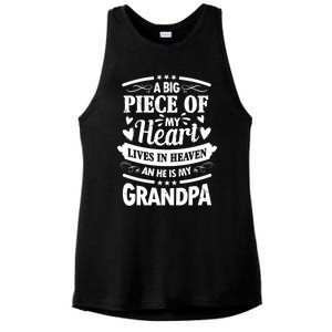 A Big Piece Of My Heart Lives In Heaven And He Is My Grandpa Funny Gift Ladies PosiCharge Tri-Blend Wicking Tank