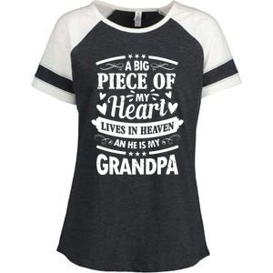 A Big Piece Of My Heart Lives In Heaven And He Is My Grandpa Funny Gift Enza Ladies Jersey Colorblock Tee