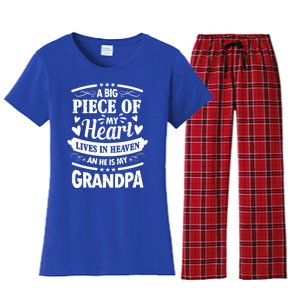 A Big Piece Of My Heart Lives In Heaven And He Is My Grandpa Funny Gift Women's Flannel Pajama Set