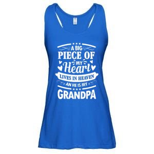 A Big Piece Of My Heart Lives In Heaven And He Is My Grandpa Funny Gift Ladies Essential Flowy Tank