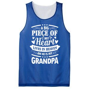 A Big Piece Of My Heart Lives In Heaven And He Is My Grandpa Funny Gift Mesh Reversible Basketball Jersey Tank