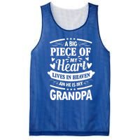 A Big Piece Of My Heart Lives In Heaven And He Is My Grandpa Funny Gift Mesh Reversible Basketball Jersey Tank