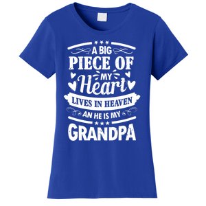 A Big Piece Of My Heart Lives In Heaven And He Is My Grandpa Funny Gift Women's T-Shirt