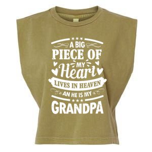 A Big Piece Of My Heart Lives In Heaven And He Is My Grandpa Funny Gift Garment-Dyed Women's Muscle Tee