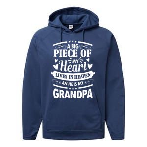 A Big Piece Of My Heart Lives In Heaven And He Is My Grandpa Funny Gift Performance Fleece Hoodie